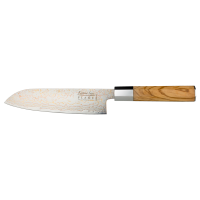 Katana Saya Flame Santoku Knife 18cm Olivewood
