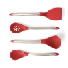 CUISIPRO Silicone Tool Set-Ladle  Turner  Spoon & Slotted Spoon Red