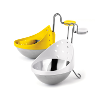 CUISIPRO Egg Poacher SS 2pc 3.8x5.5x2.7/10x14x7cm Yellow/White
