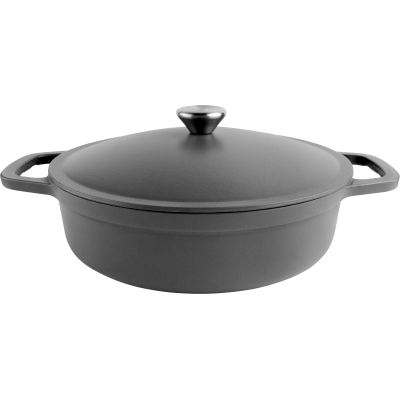 Commichef Light Cast Iron Shallow Casserole 28cm Furnace Black