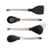 CUISIPRO Silicone Tool Set-Ladle  Turner  Spoon & Slotted Spoon Black