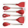 CUISIPRO Silicone Tool Set-Ladle  Turner  Spoon & Slotted Spoon Red