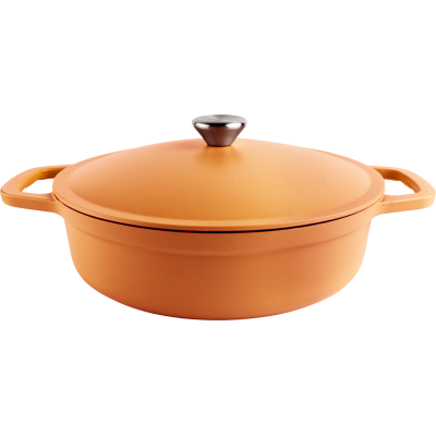 Commichef Light Cast Iron Shallow Casserole 28cm Terracotta Orange