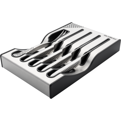 Global 8 Pce Steak Knife & Fork Set with Storage Dock