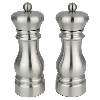 G Mill 6600 2 Piece Clear S/S Salt & Pepper Mill Set 17cm