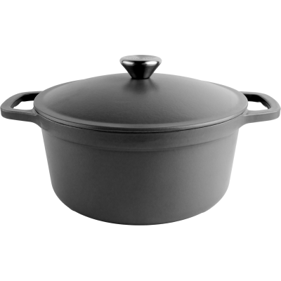 Commichef Lightweight Cast Iron Casserole 22cm Furnace Black