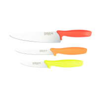 RF Essentials 3 Piece Kitchen Knife Set Red Green Orange